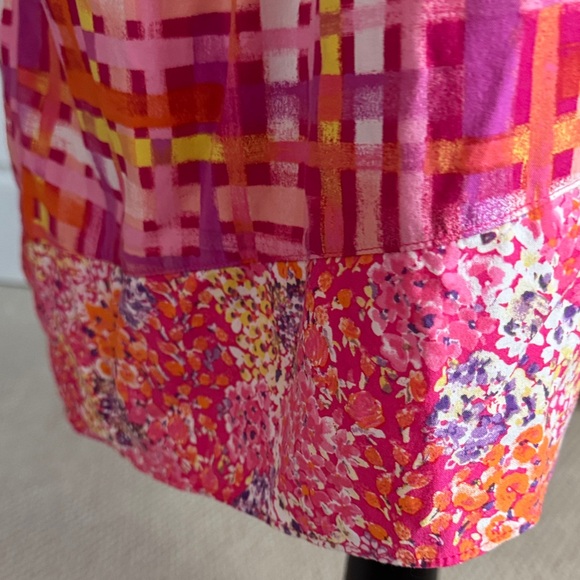 Isaac Mizrahi Pink and Orange Plaid Midi Dress - Picture 2 of 5